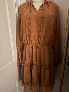 Women’s Midi Tiered Dress in Russet Brown